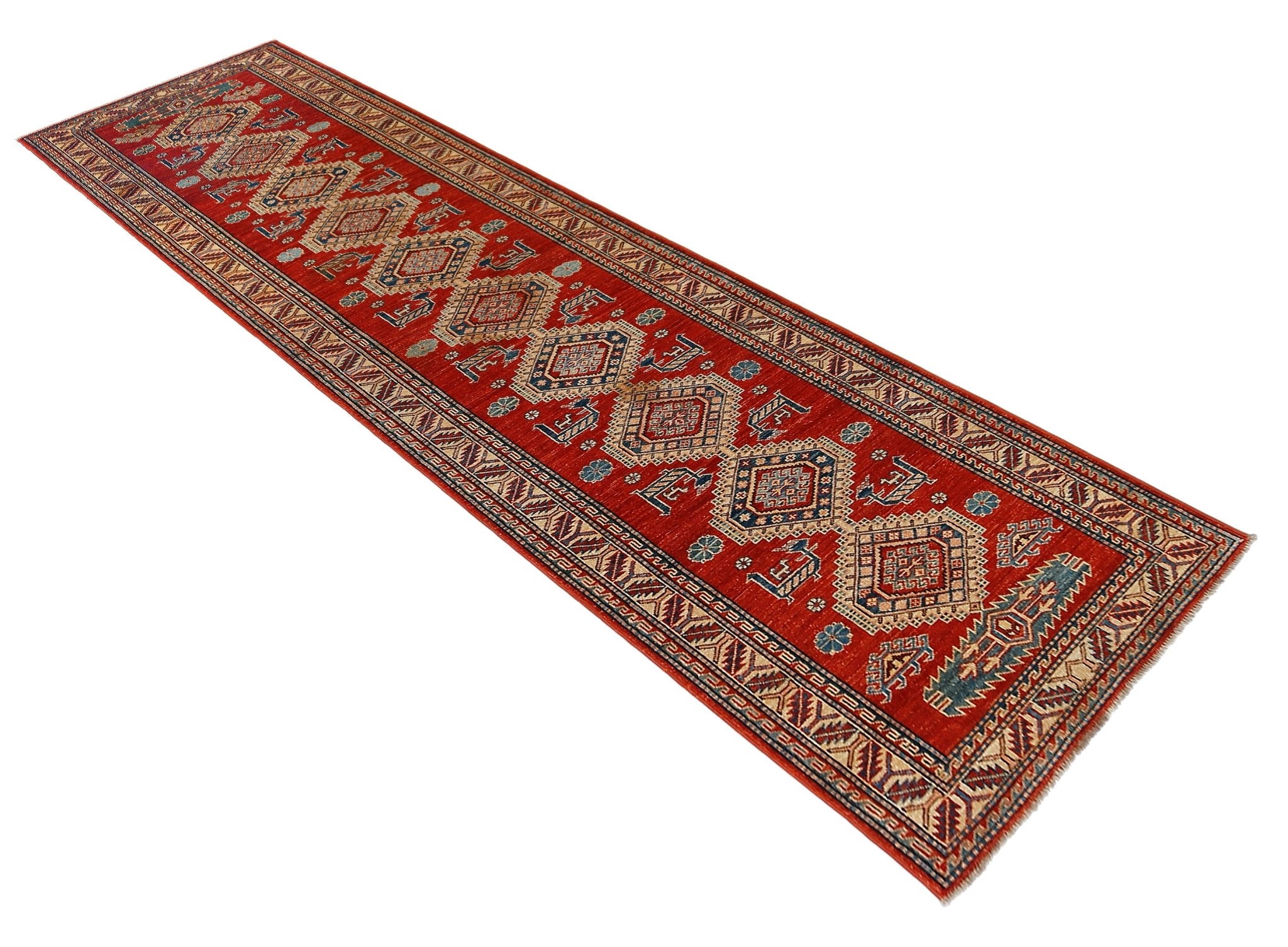 Handmade Traditional Super Kazakh Hallway Runner | 325 x 88 cm | 10'8" x 2'11" - Najaf Rugs & Textile