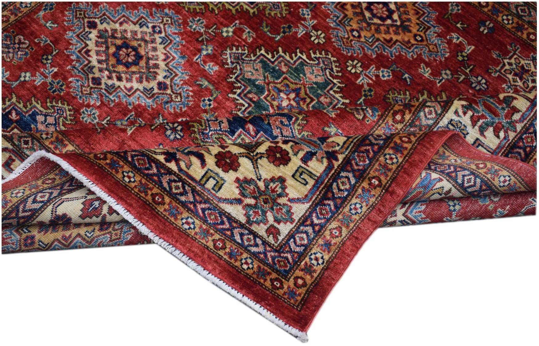 Handmade Traditional Super Kazakh Square Rug | 182 x 183 cm | 6' x 6' - Najaf Rugs & Textile