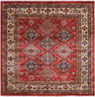 Handmade Traditional Super Kazakh Square Rug | 182 x 183 cm | 6' x 6' - Najaf Rugs & Textile