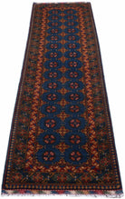 Handmade Traditional Turkmen Mowari Hallway Runner | 306 x 85 cm | 10' x 2'10" - Najaf Rugs & Textile