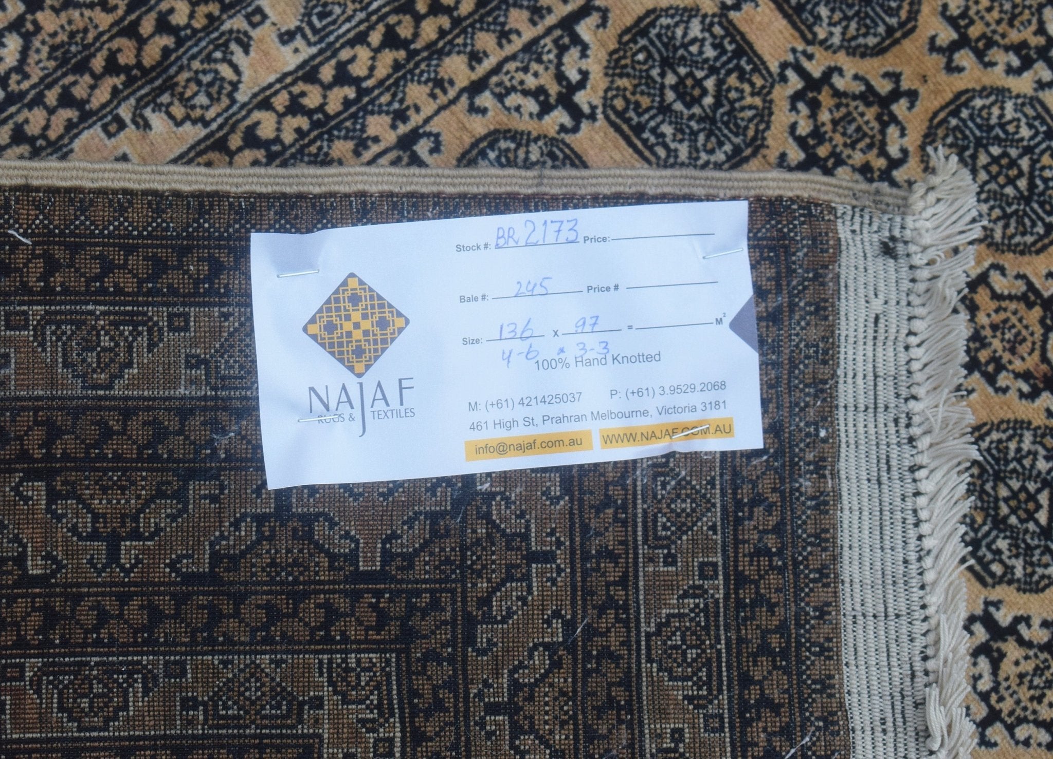 Handmade Traditional Turkmen Mowari Rug | 136 x 97 cm | 4'6"" x 3'3" - Najaf Rugs & Textile