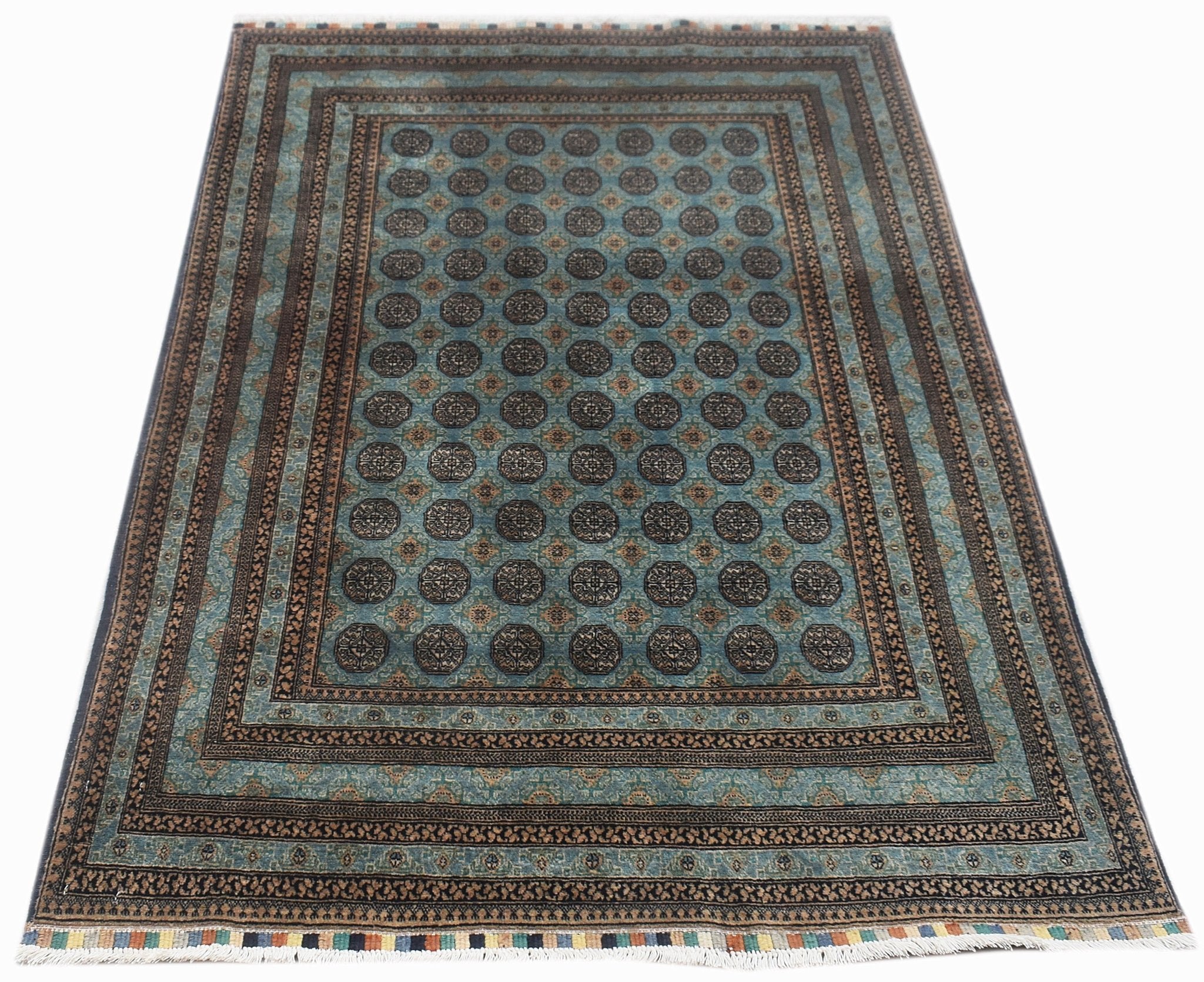 Handmade Traditional Turkmen Mowari Rug | 153 x 102 cm | 5'1" x 3'4" - Najaf Rugs & Textile