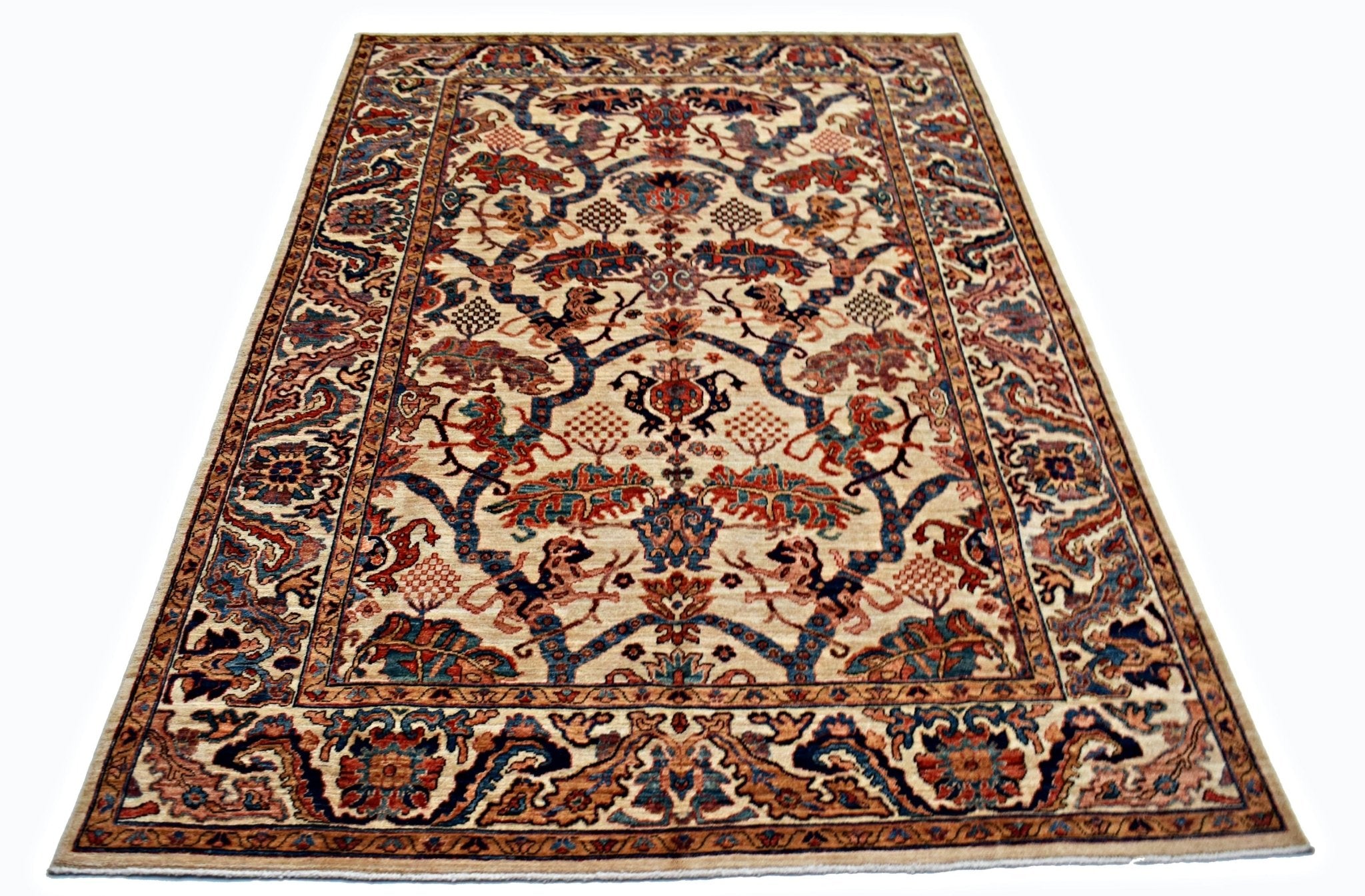 Handmade Transitional Afghan Chobi Rug | 291 x 185 cm | 9'7" x 6'1" - Najaf Rugs & Textile