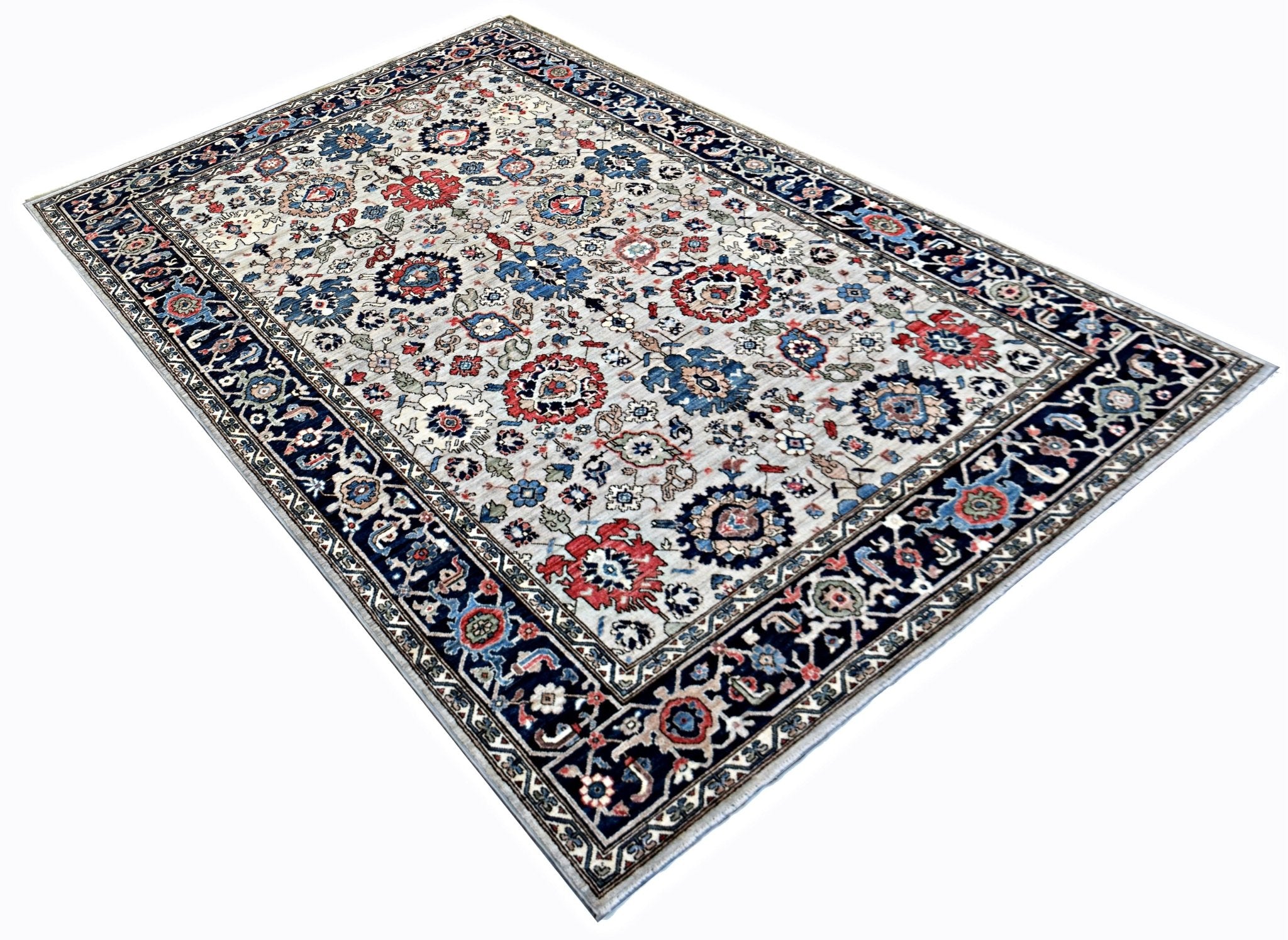 Handmade Transitional Afghan Chobi Rug | 300 x 187 cm | 9'10" x 6'2" - Najaf Rugs & Textile