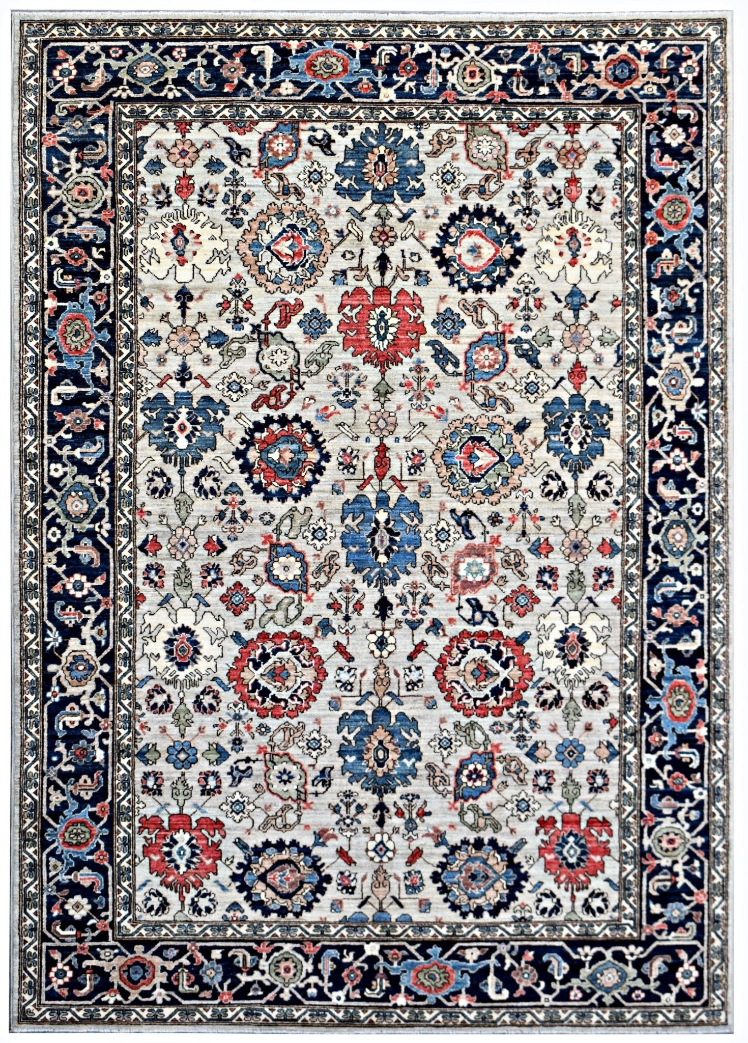 Handmade Transitional Afghan Chobi Rug | 300 x 187 cm | 9'10" x 6'2" - Najaf Rugs & Textile