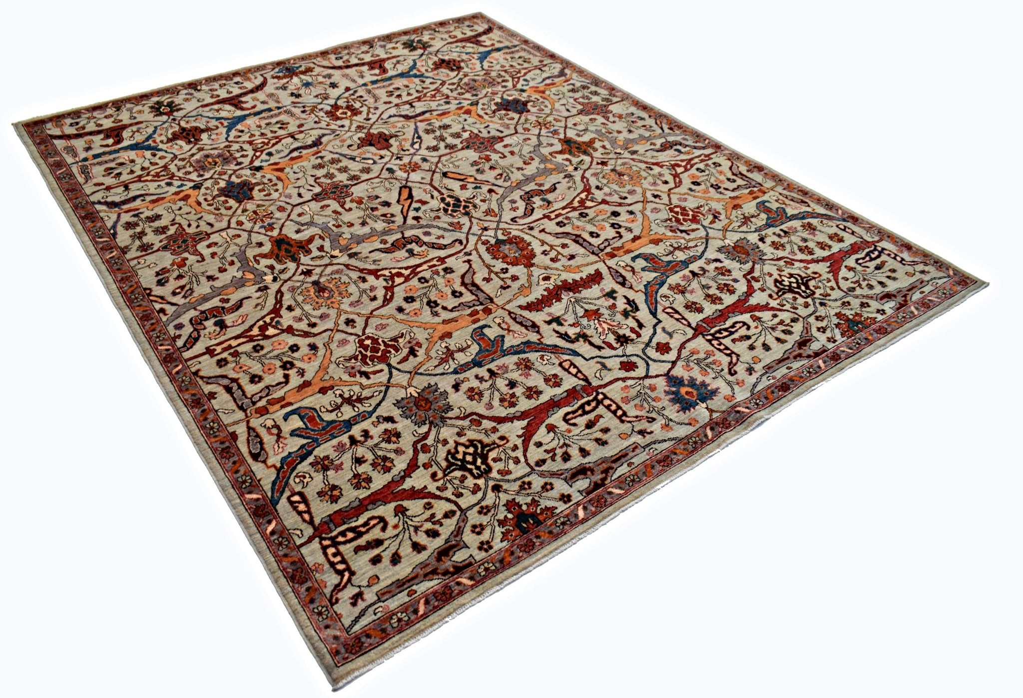 Handmade Transitional Afghan Chobi Rug | 302 x 245 cm | 9'11" x 8'1" - Najaf Rugs & Textile