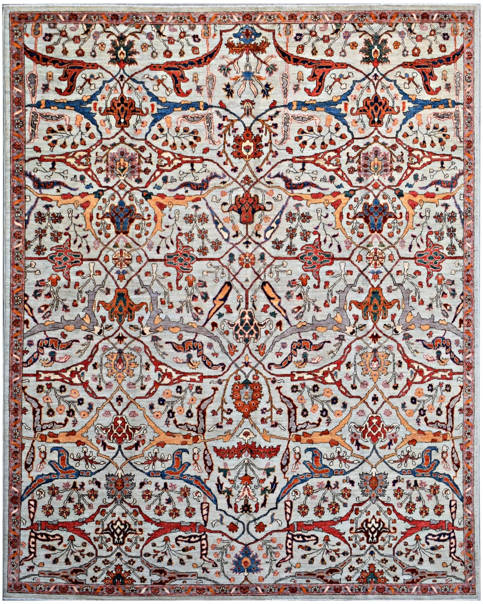 Handmade Transitional Afghan Chobi Rug | 302 x 245 cm | 9'11" x 8'1" - Najaf Rugs & Textile