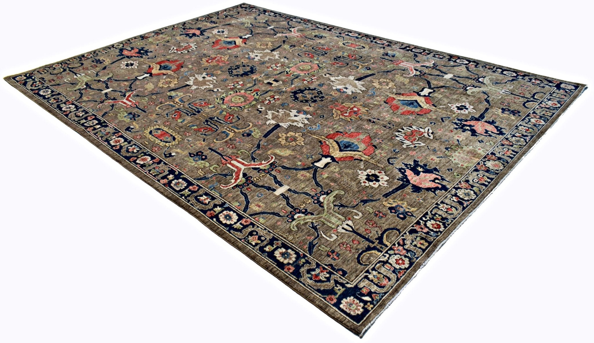 Handmade Transitional Afghan Chobi Rug | 418 x 302 cm | 13'9" x 9'11" - Najaf Rugs & Textile