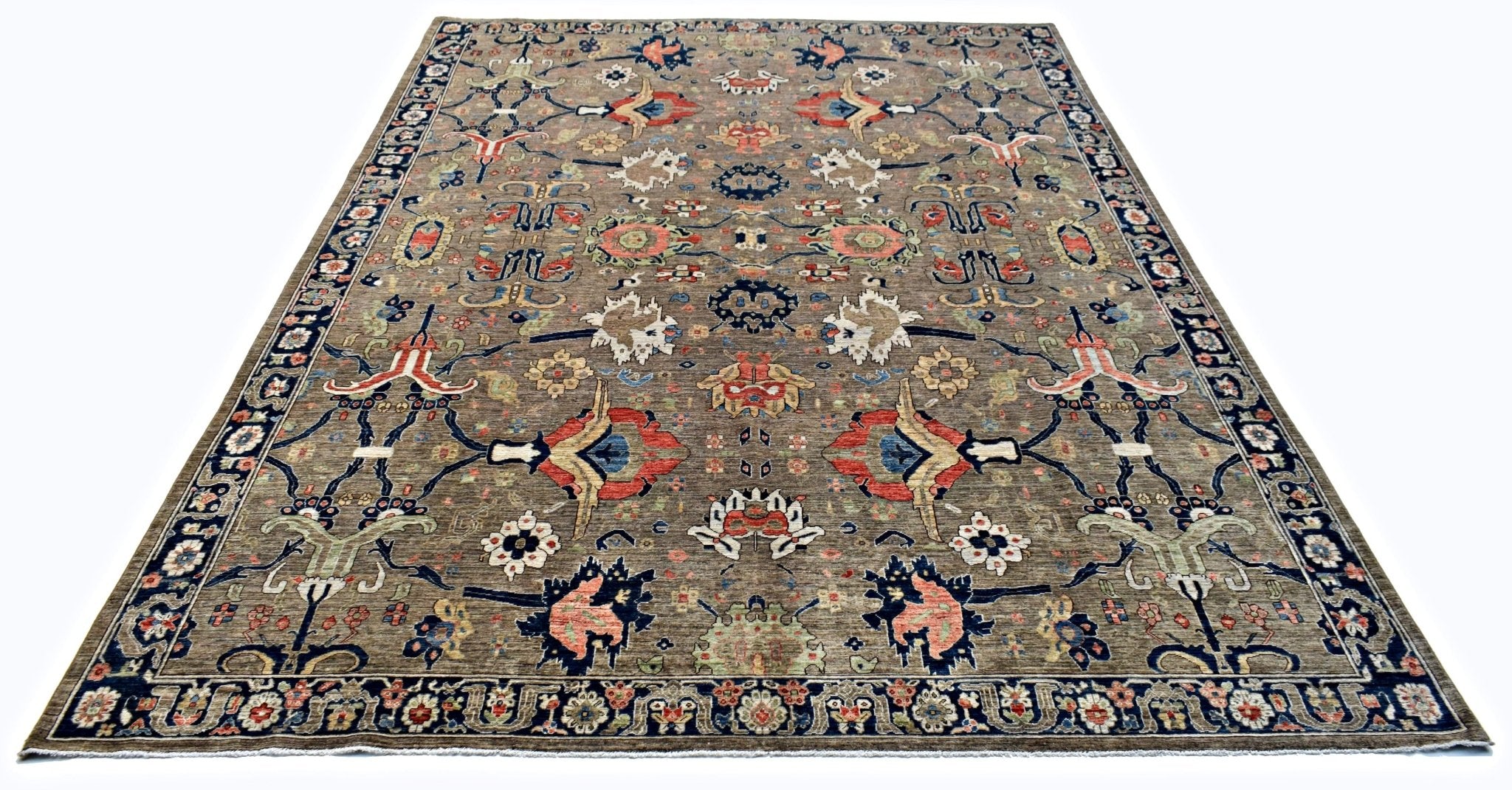 Handmade Transitional Afghan Chobi Rug | 418 x 302 cm | 13'9" x 9'11" - Najaf Rugs & Textile