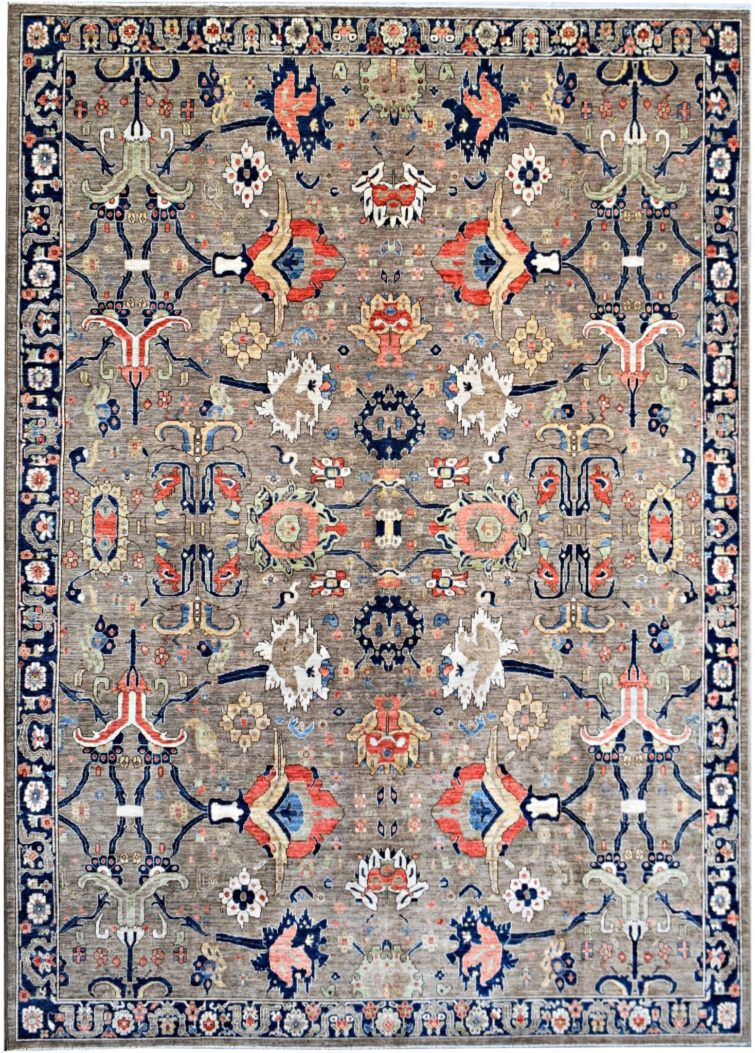 Handmade Transitional Afghan Chobi Rug | 418 x 302 cm | 13'9" x 9'11" - Najaf Rugs & Textile