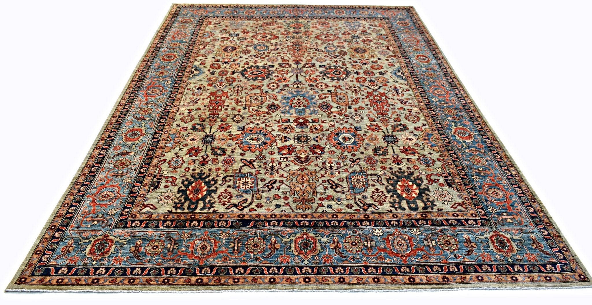 Handmade Transitional Afghan Chobi Rug | 425 x 299 cm | 13'11" x 9'10" - Najaf Rugs & Textile