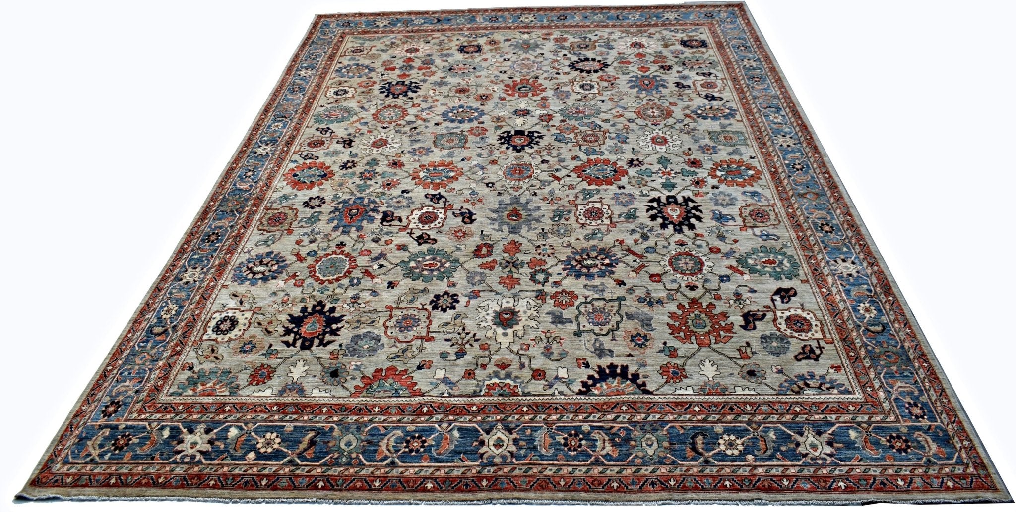 Handmade Transitional Afghan Chobi Rug | 445 x 359 cm | 14'7" x 11'9" - Najaf Rugs & Textile