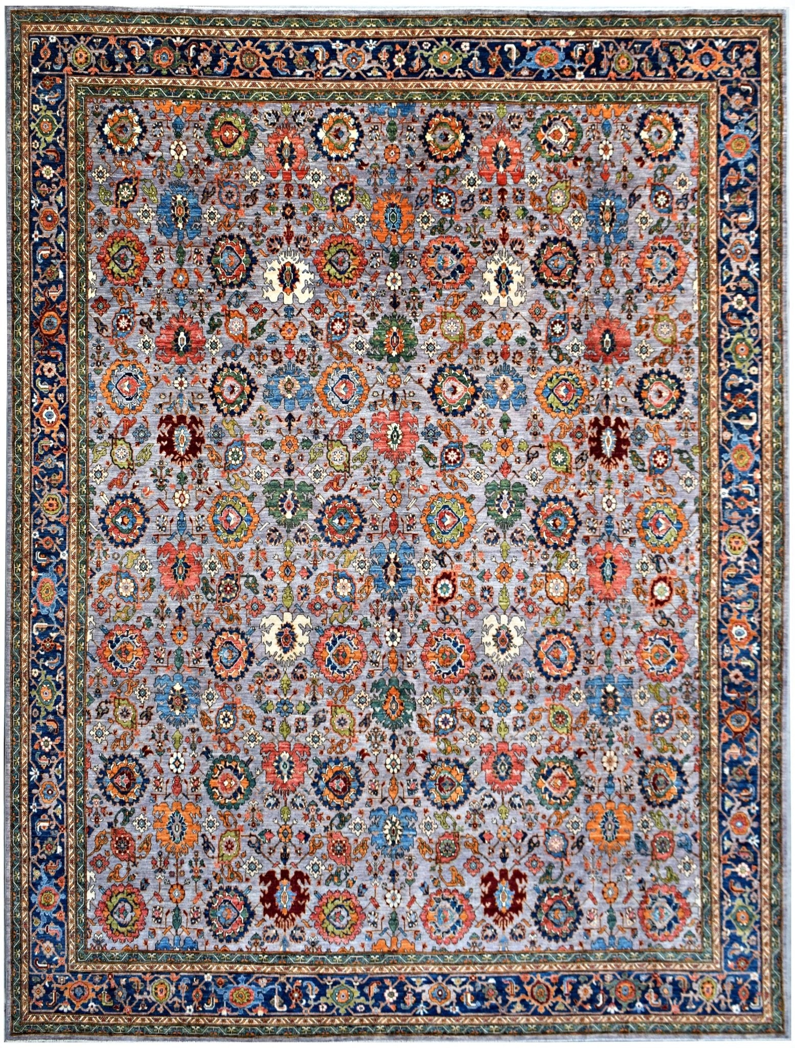 Handmade Transitional Afghan Chobi Rug | 452 x 358 cm | 14'10" x 11'1" - Najaf Rugs & Textile