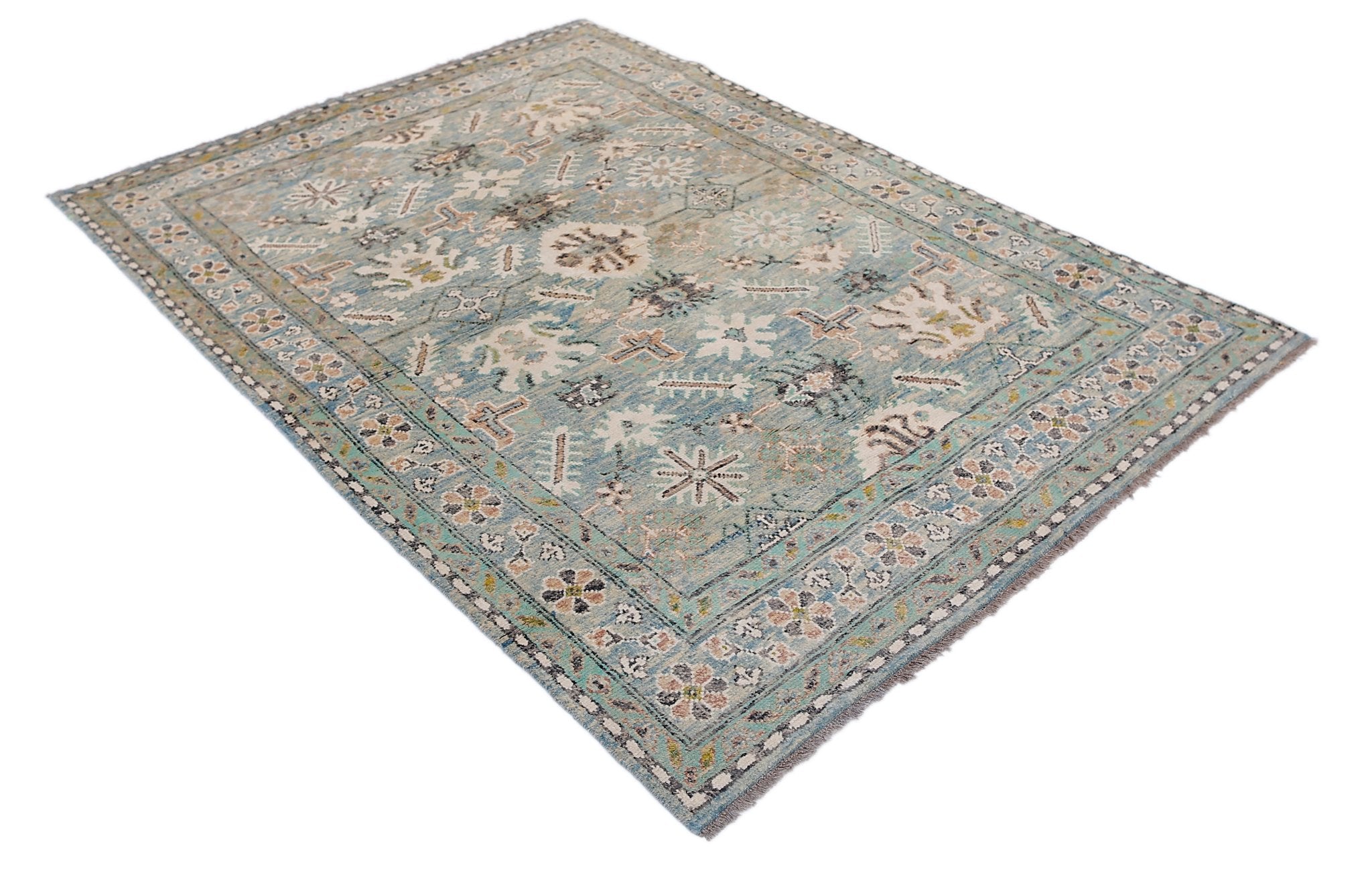 Handmade Transitional Afghan Rug | 238 x 168 cm | 7'10" x 5'7" - Najaf Rugs & Textile