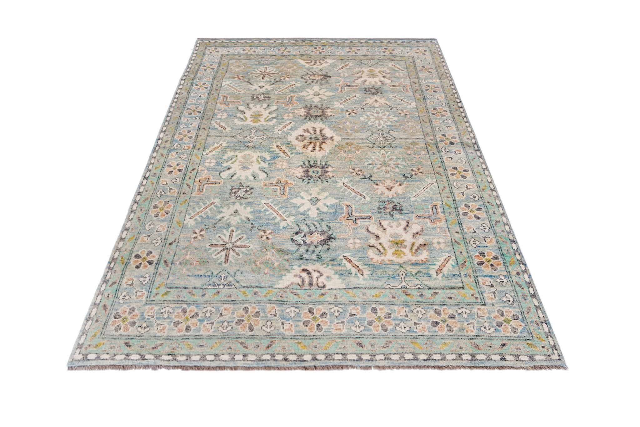 Handmade Transitional Afghan Rug | 238 x 168 cm | 7'10" x 5'7" - Najaf Rugs & Textile