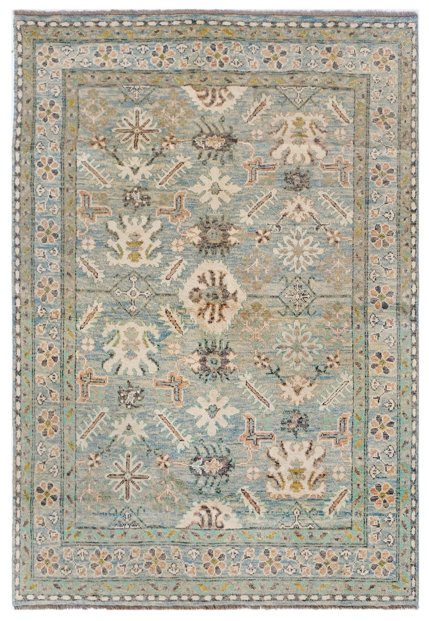 Handmade Transitional Afghan Rug | 238 x 168 cm | 7'10" x 5'7" - Najaf Rugs & Textile