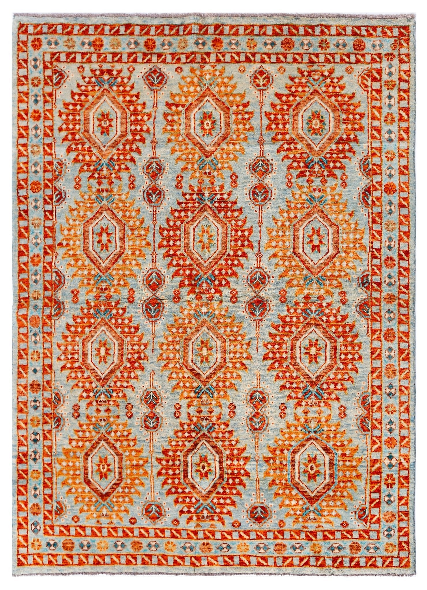 Handmade Transitional Afghan Rug | 242 x 168 cm | 7'11" x 5'6" - Najaf Rugs & Textile