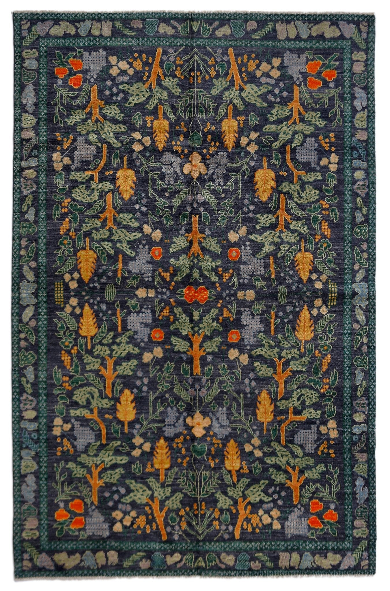 Handmade Transitional Afghan Rug | 297 x 200 cm | 9'9" x 6'7" - Najaf Rugs & Textile