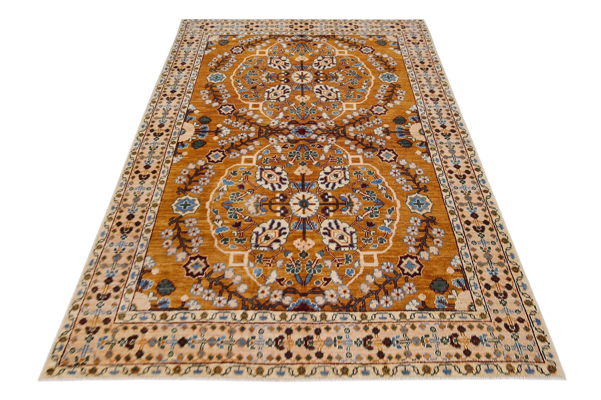 Handmade Transitional Afghan Rug | 304 x 207 cm | 10' x 6'10" - Najaf Rugs & Textile