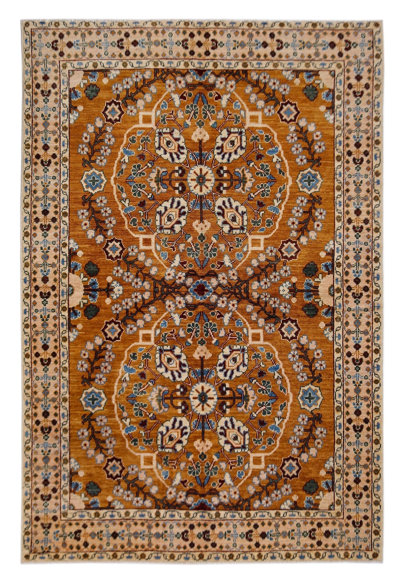 Handmade Transitional Afghan Rug | 304 x 207 cm | 10' x 6'10" - Najaf Rugs & Textile