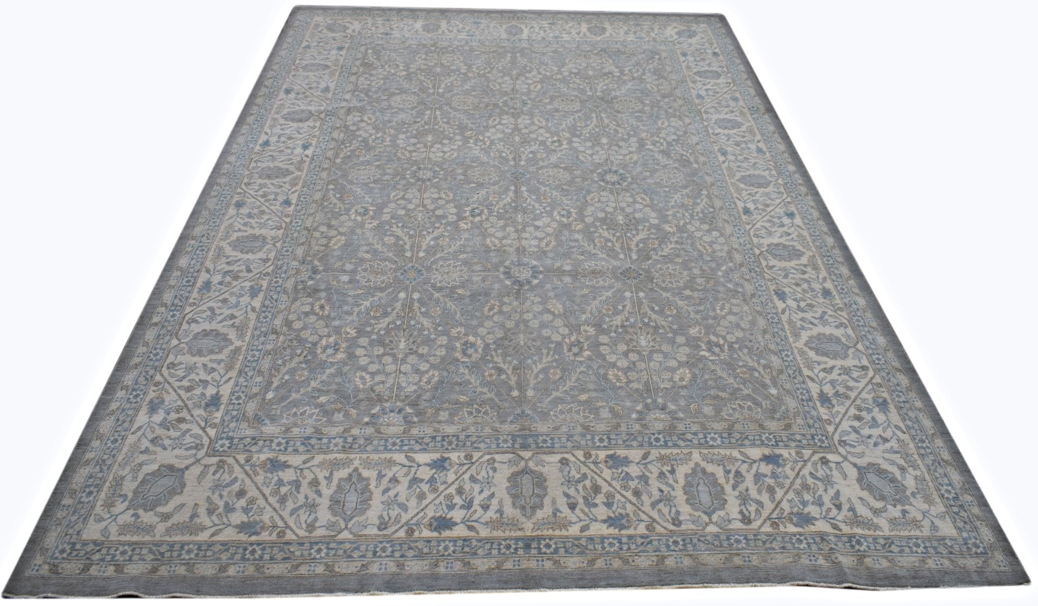 Handmade Transitional Chobi Rug | 373 x 273 cm | 12'3" x 9' - Najaf Rugs & Textile