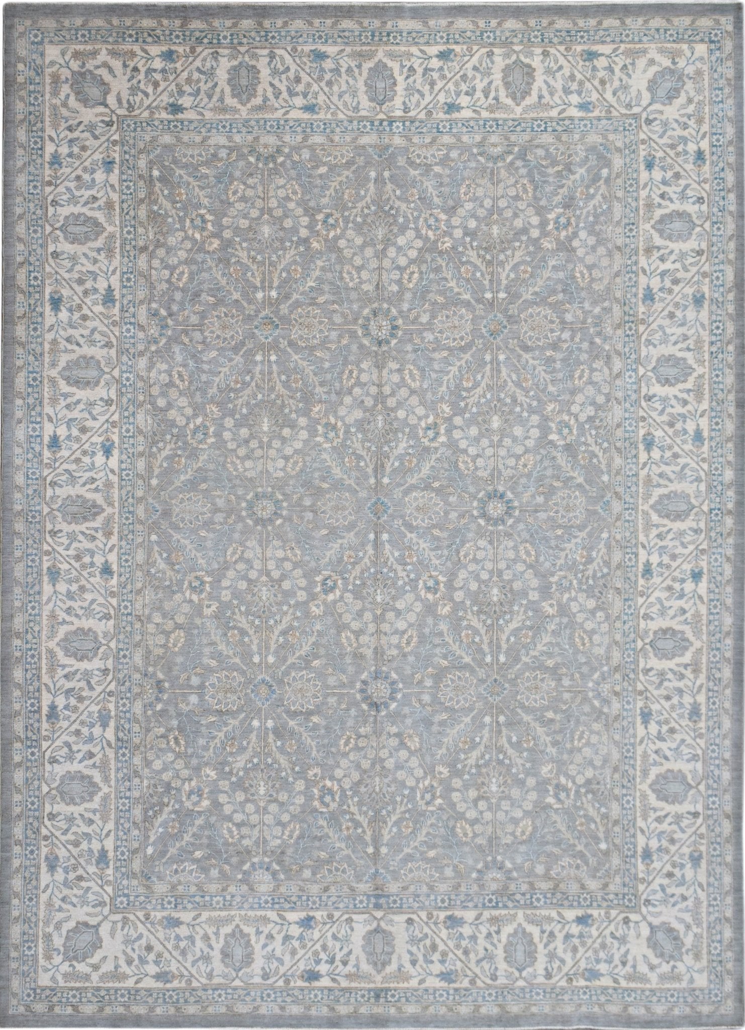 Handmade Transitional Chobi Rug | 373 x 273 cm | 12'3" x 9' - Najaf Rugs & Textile