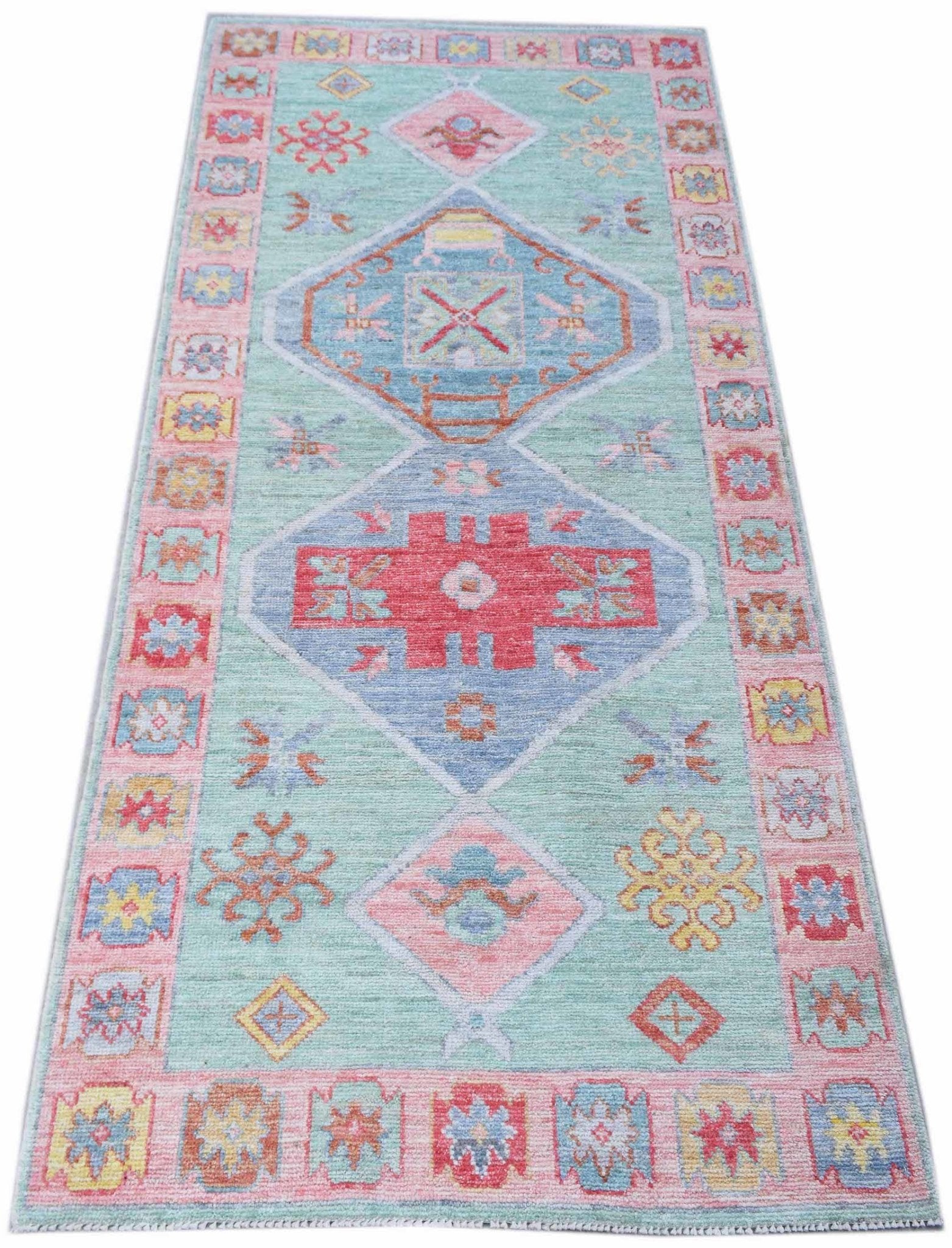 Handmade Transitional Oushak Hallway Runner | 205 x 91 cm | 6'9" x 3' - Najaf Rugs & Textile