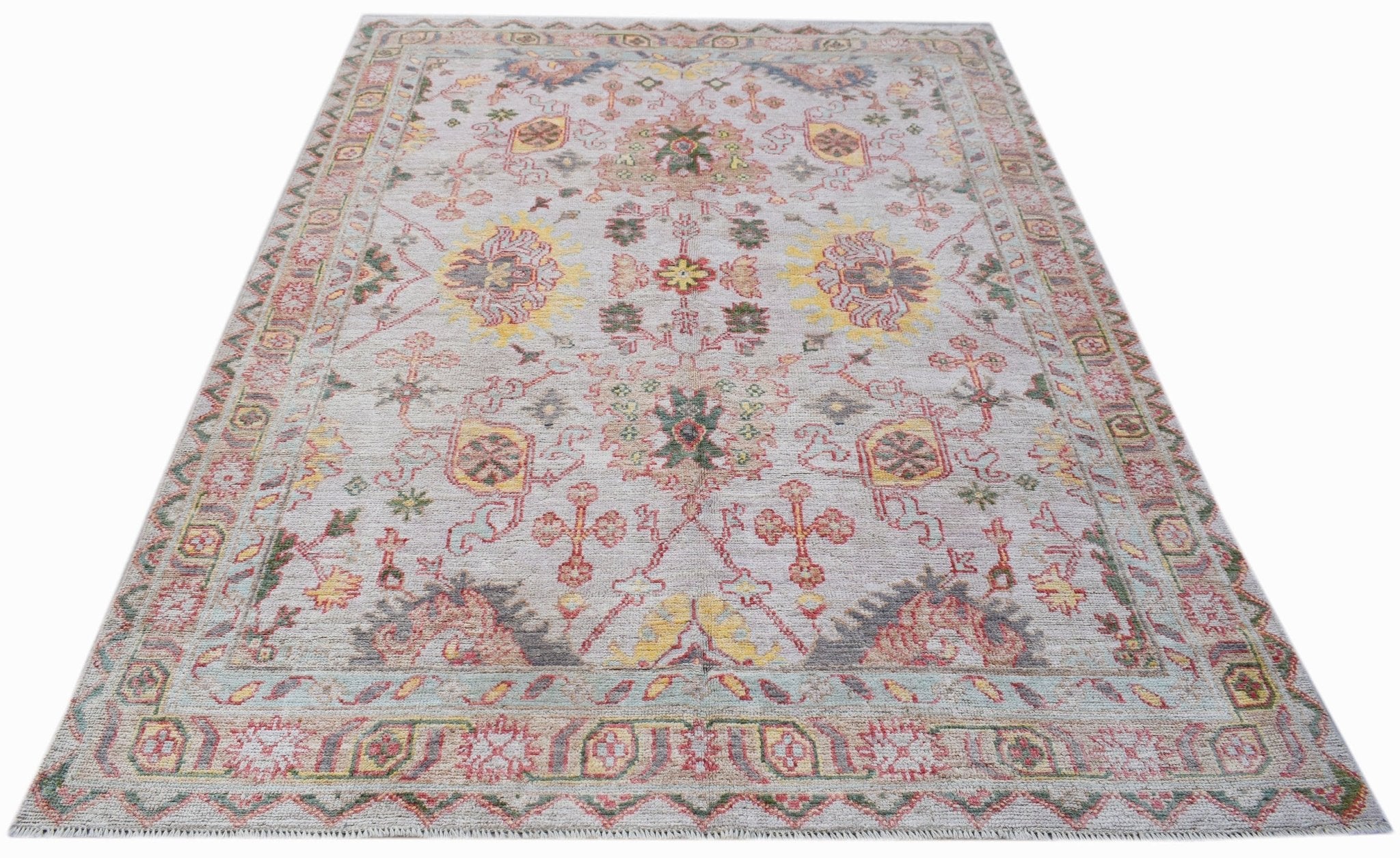 Handmade Transitional Oushak Rug | 242 x 171 cm | 7'11" x 5'8" - Najaf Rugs & Textile