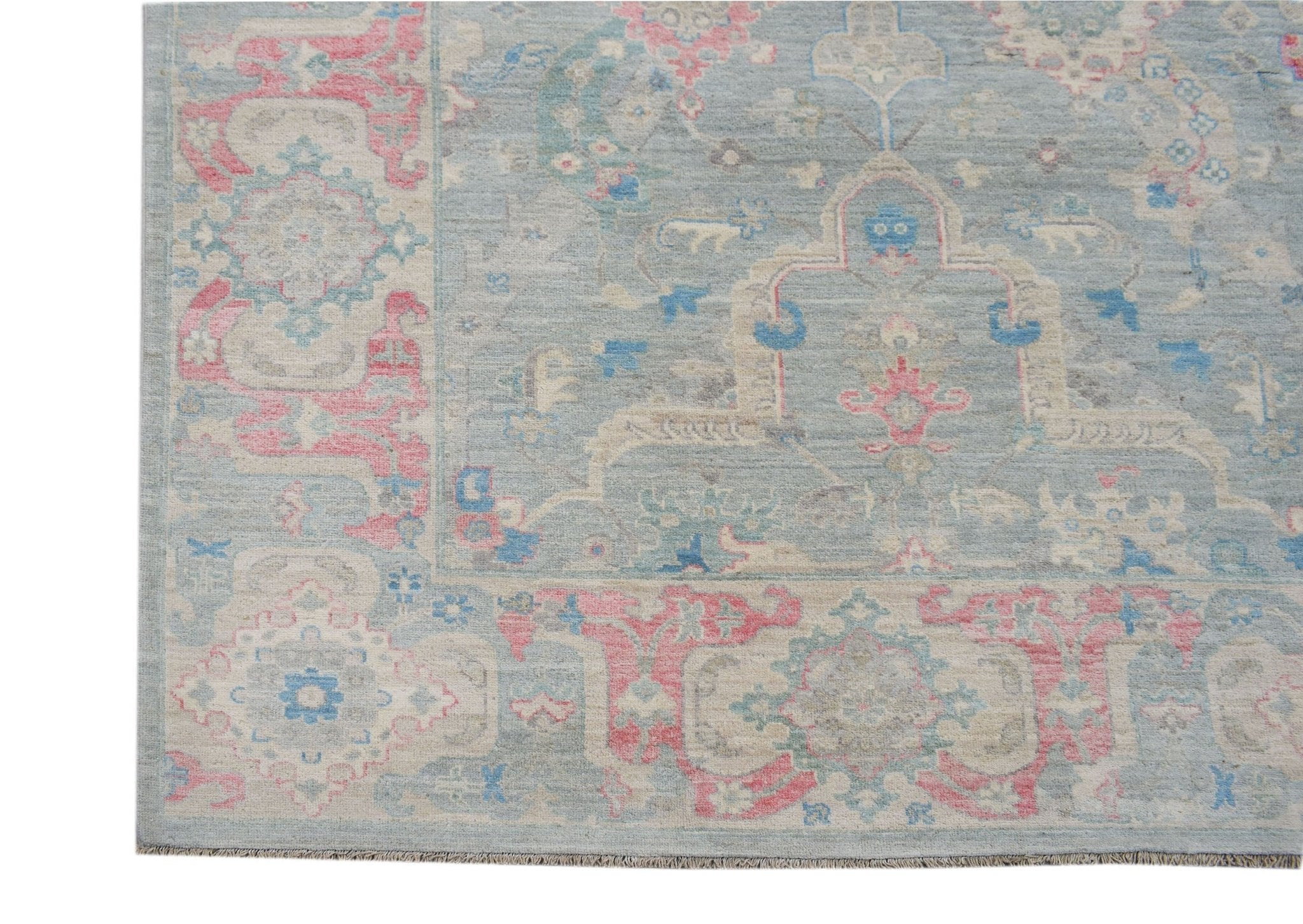 Handmade Transitional Oushak Rug | 353 x 271 cm | 11'7" x 8'11" - Najaf Rugs & Textile