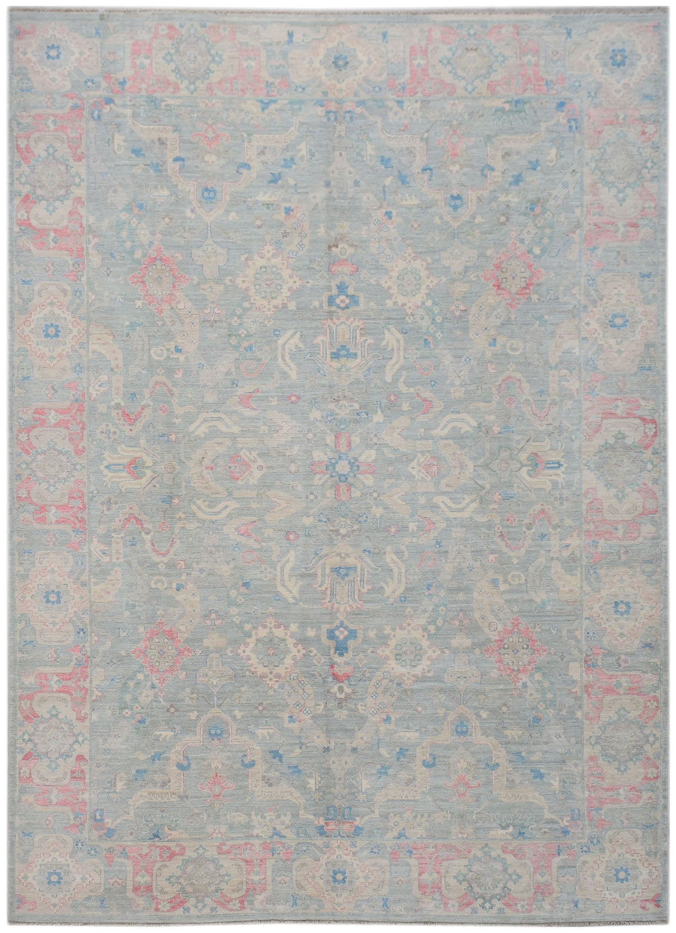 Handmade Transitional Oushak Rug | 353 x 271 cm | 11'7" x 8'11" - Najaf Rugs & Textile