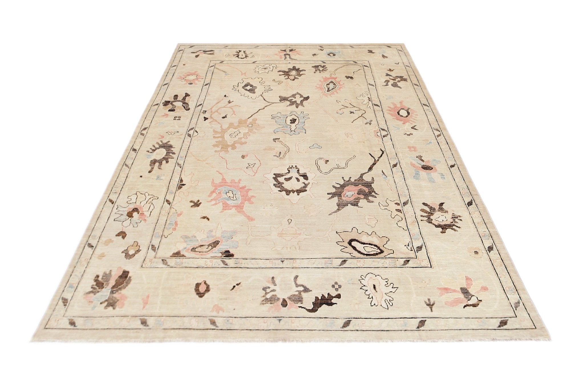 Handmade Transitional Oushak Rug | 357 x 270 cm | 11'9" x 8'11" - Najaf Rugs & Textile