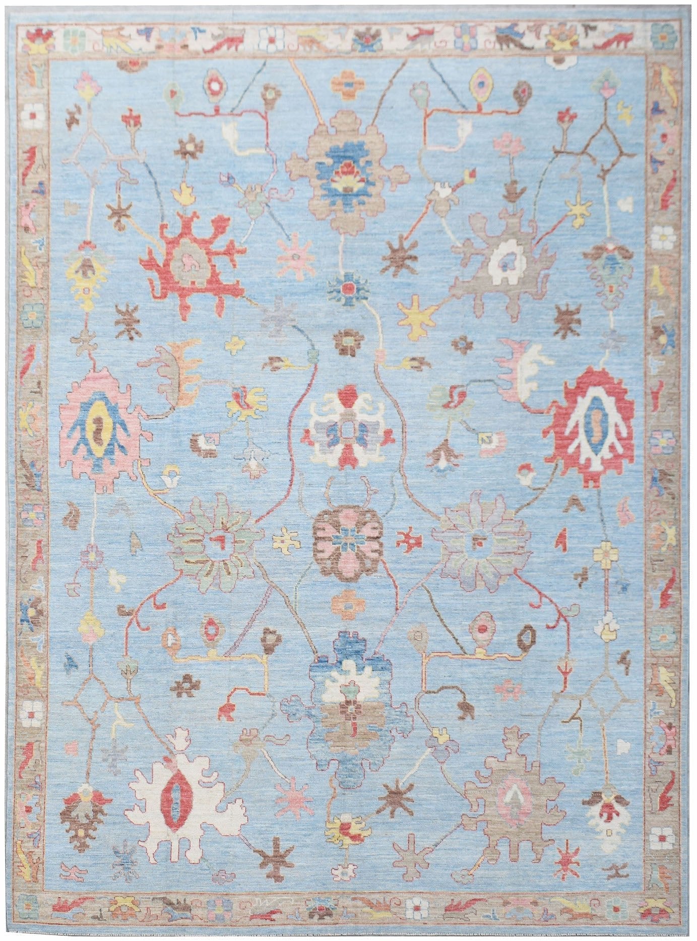 Handmade Transitional Oushak Rug | 362 x 276 cm | 11'11" x 9'1" - Najaf Rugs & Textile