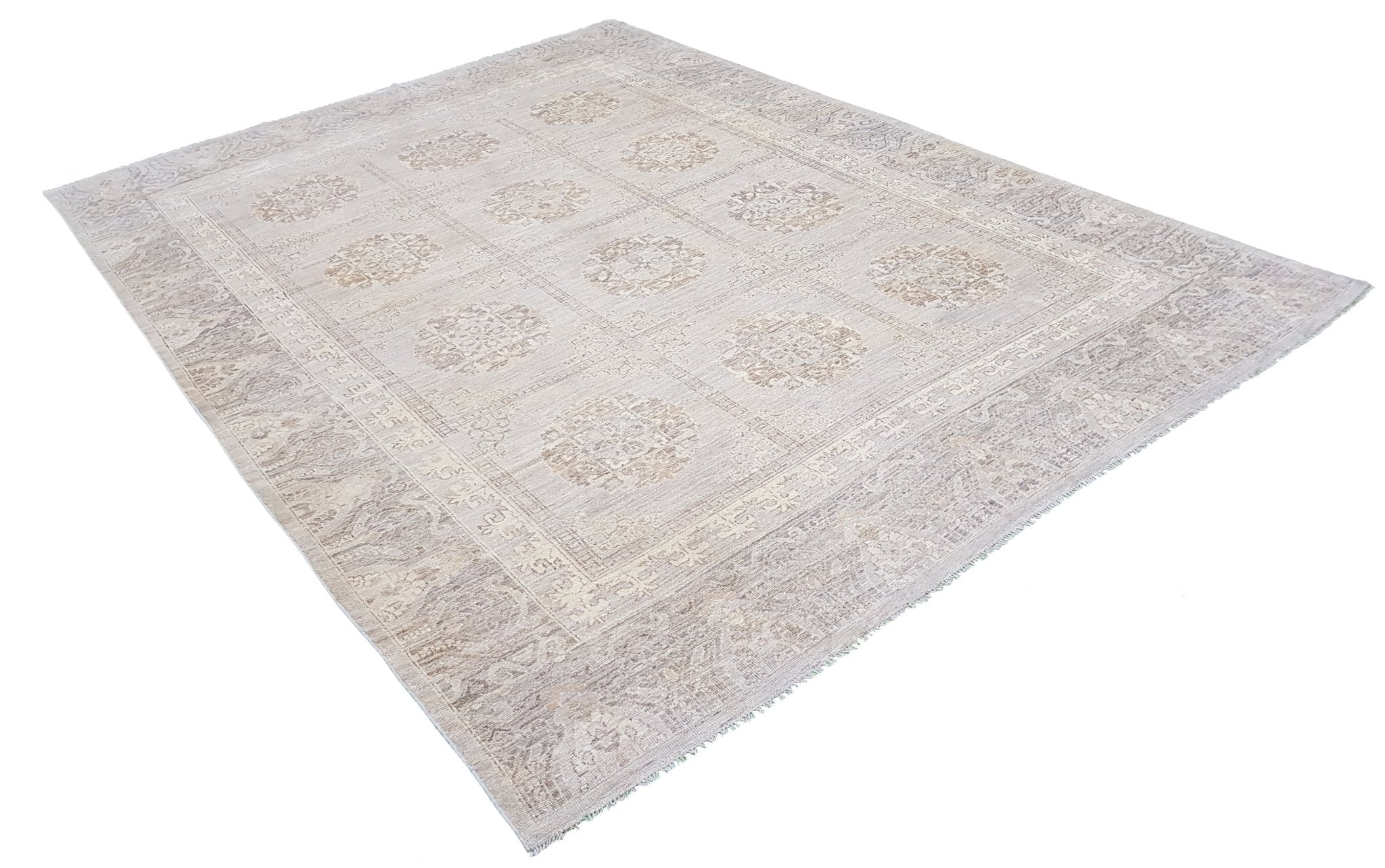 Handmade Transitional Oushak Rug | 370 x 269 cm | 12'1" x 8'8" - Najaf Rugs & Textile