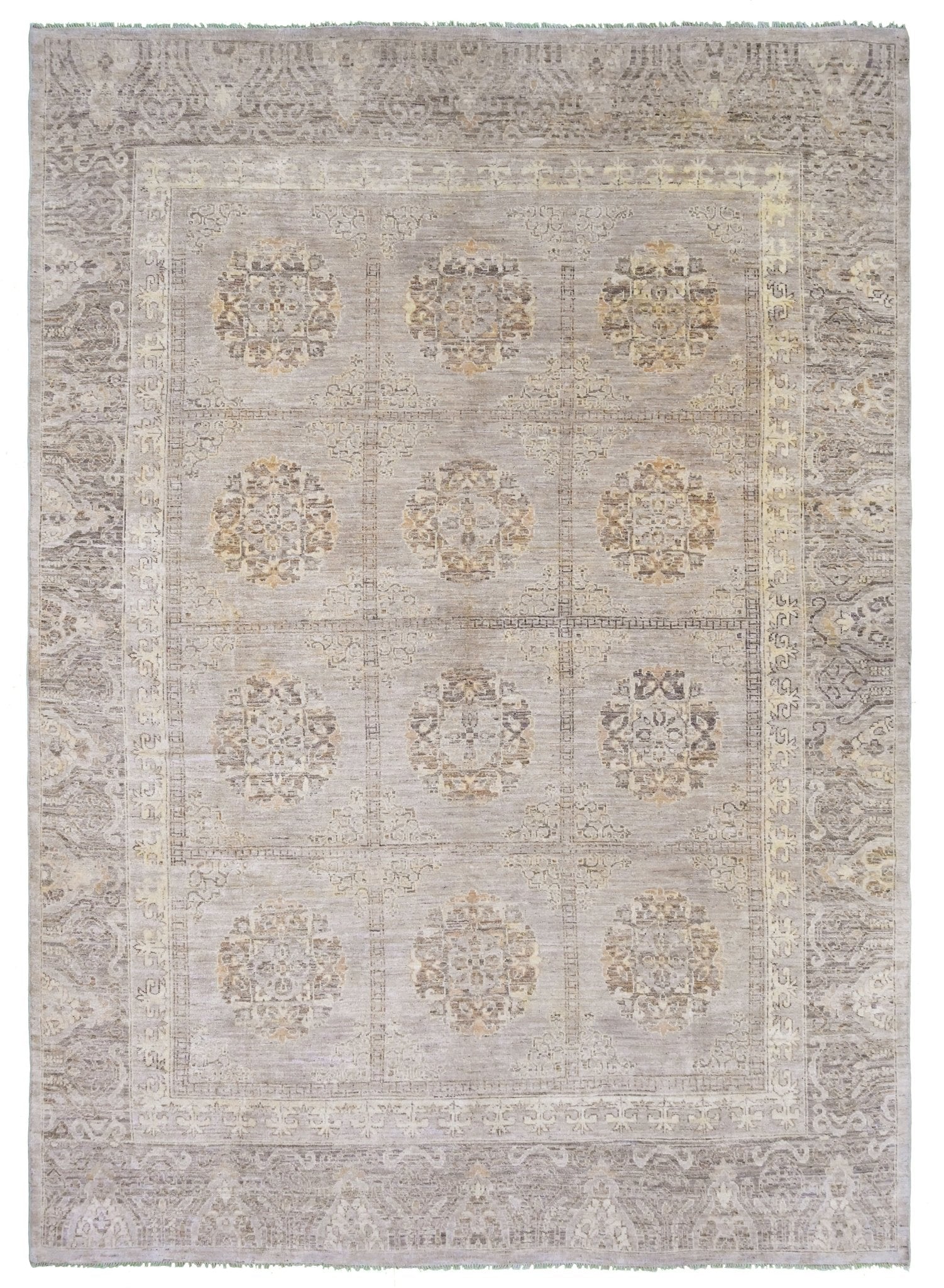 Handmade Transitional Oushak Rug | 370 x 269 cm | 12'1" x 8'8" - Najaf Rugs & Textile