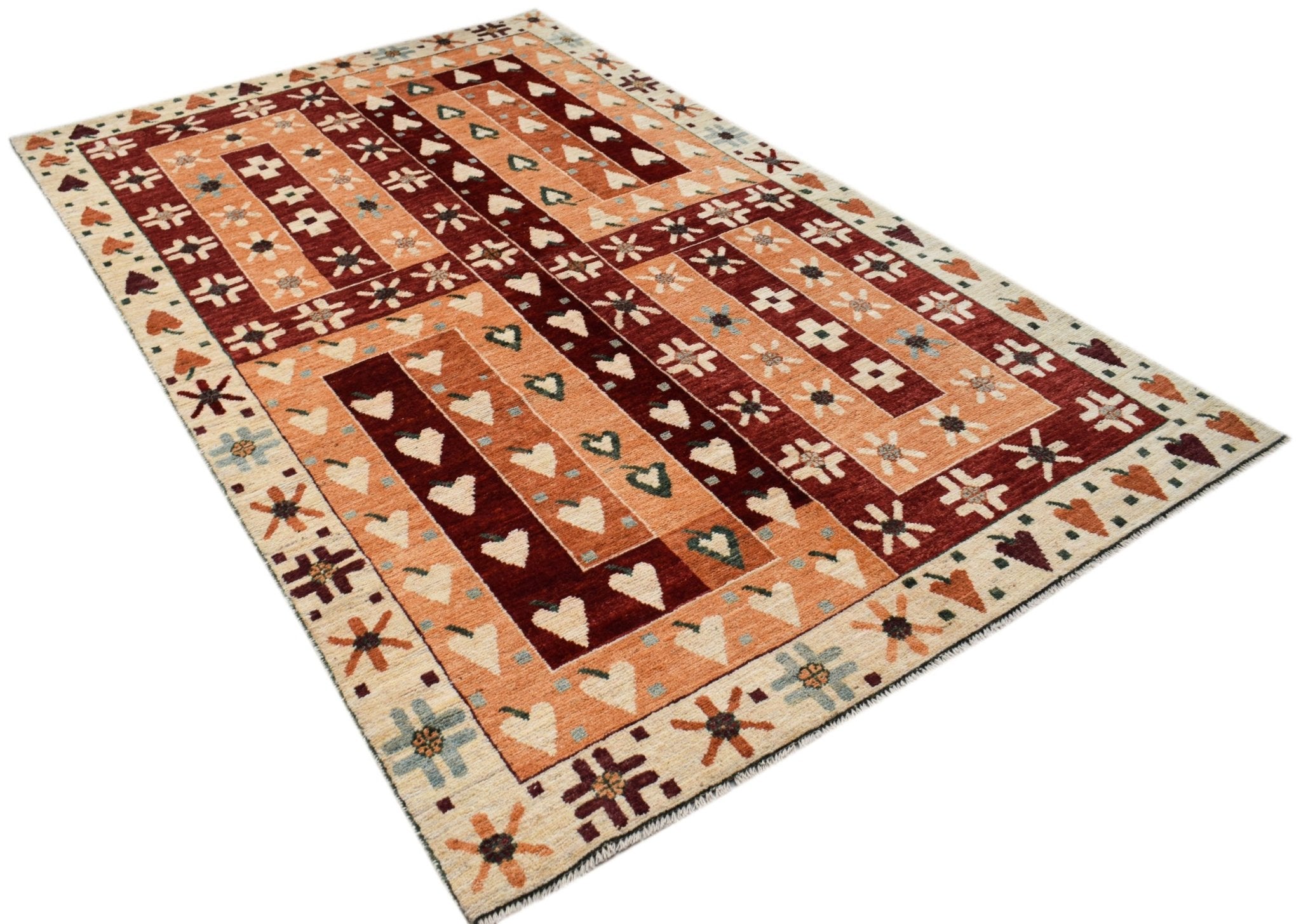 Handmade Transitional Tribal Afghan Rug | 301 x 198 cm | 9'10" x 6'6" - Najaf Rugs & Textile