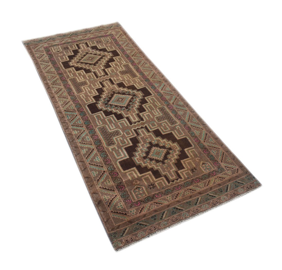 Handmade Tribal Afghan Balouch Hallway Runner | 205 x 80 cm | 6'9" x 2'8" - Najaf Rugs & Textile