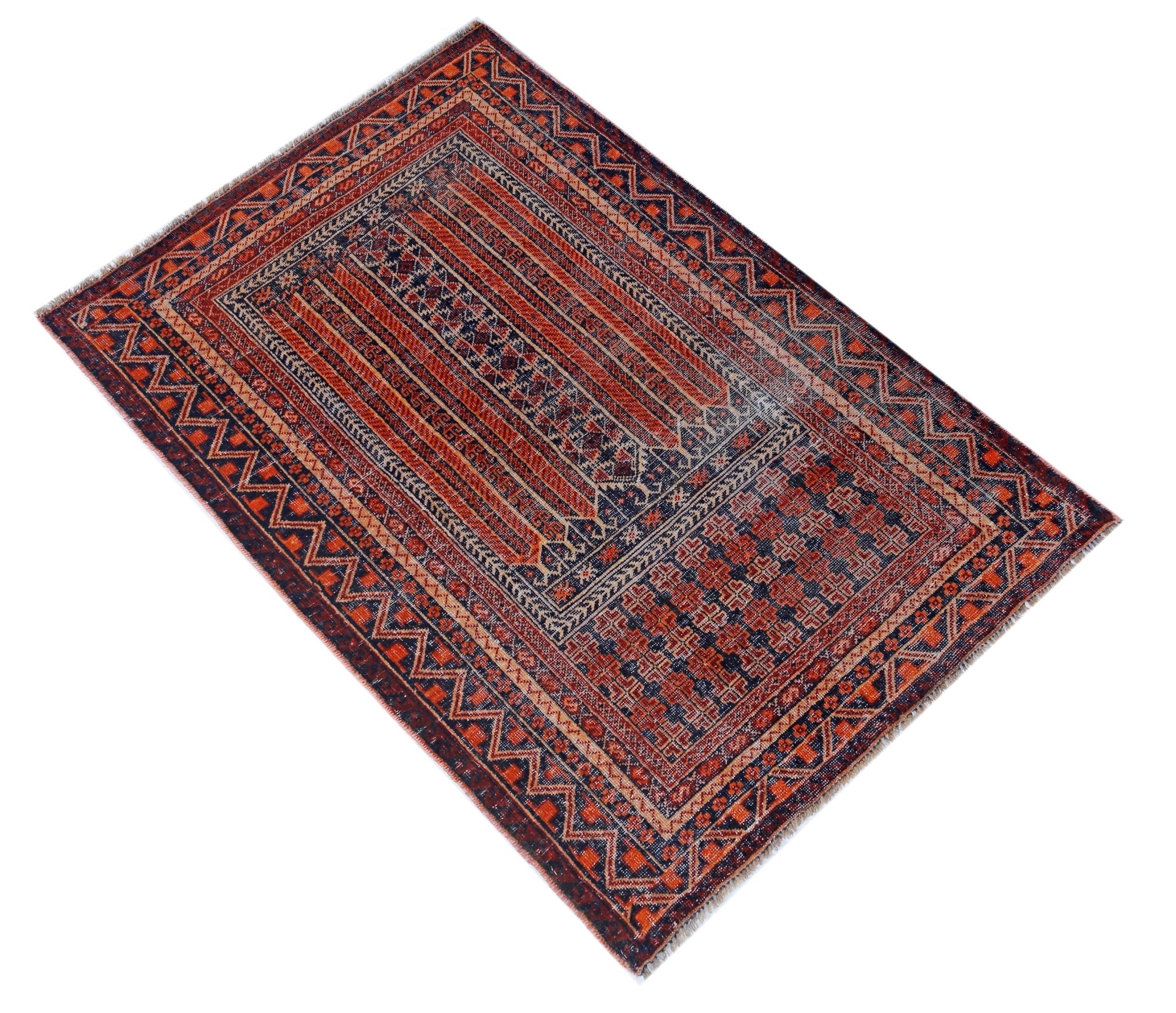 Handmade Tribal Afghan Balouch Prayer Rug | 126 x 85 cm | 4'2" x 2'9" - Najaf Rugs & Textile