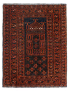 Handmade Tribal Afghan Balouch Prayer Rug | 91 x 70 cm | 3' x 2'4" - Najaf Rugs & Textile