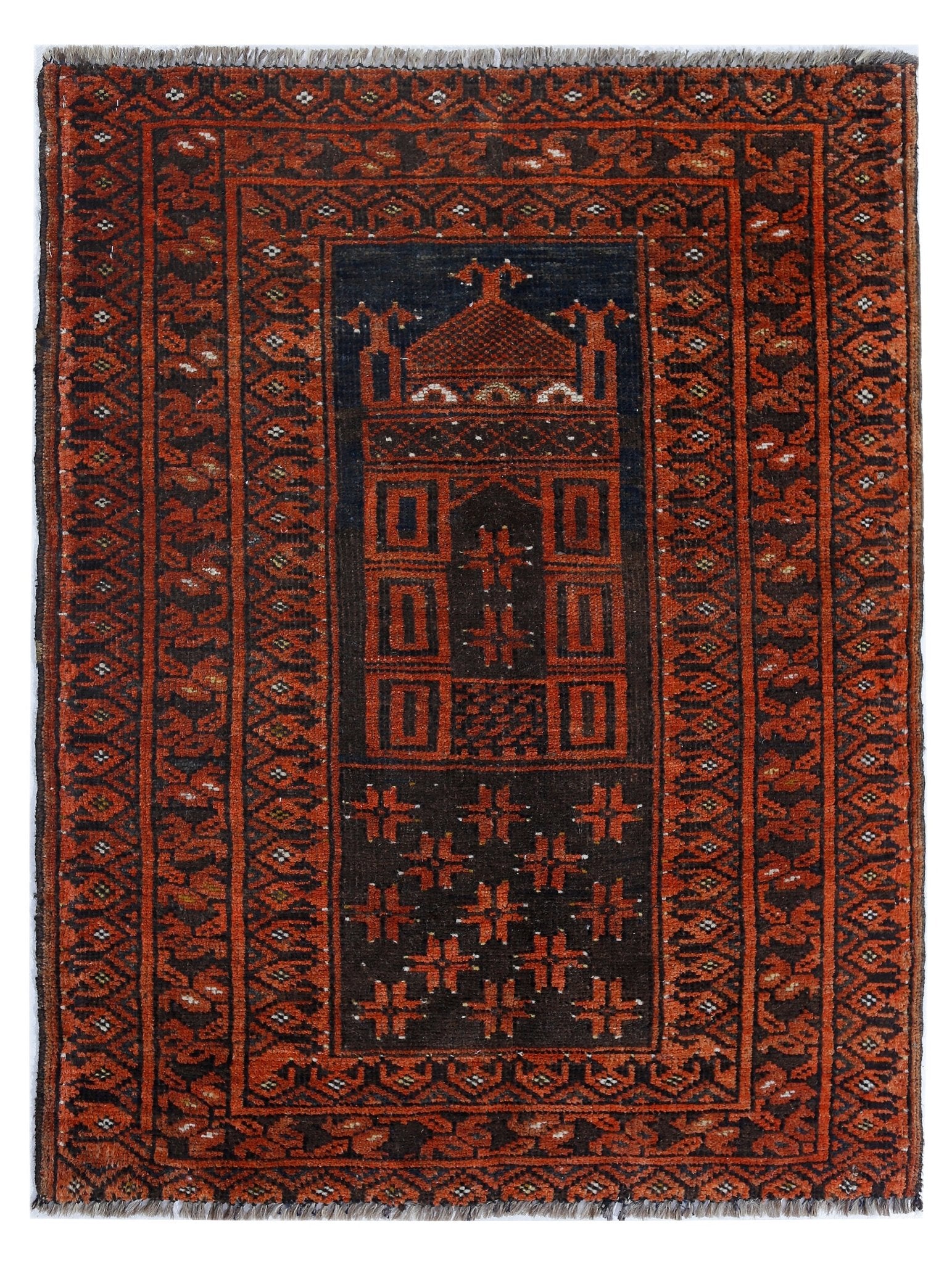 Handmade Tribal Afghan Balouch Prayer Rug | 91 x 70 cm | 3' x 2'4" - Najaf Rugs & Textile