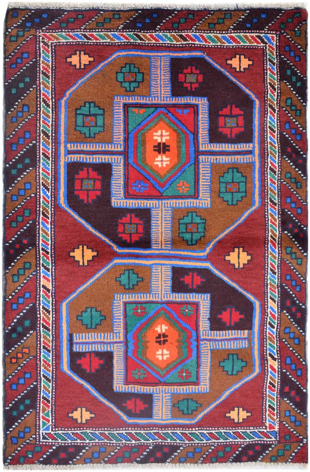 Handmade Tribal Afghan Balouch Rug | 124 x 83 cm | 4'2" x 2'9" - Najaf Rugs & Textile