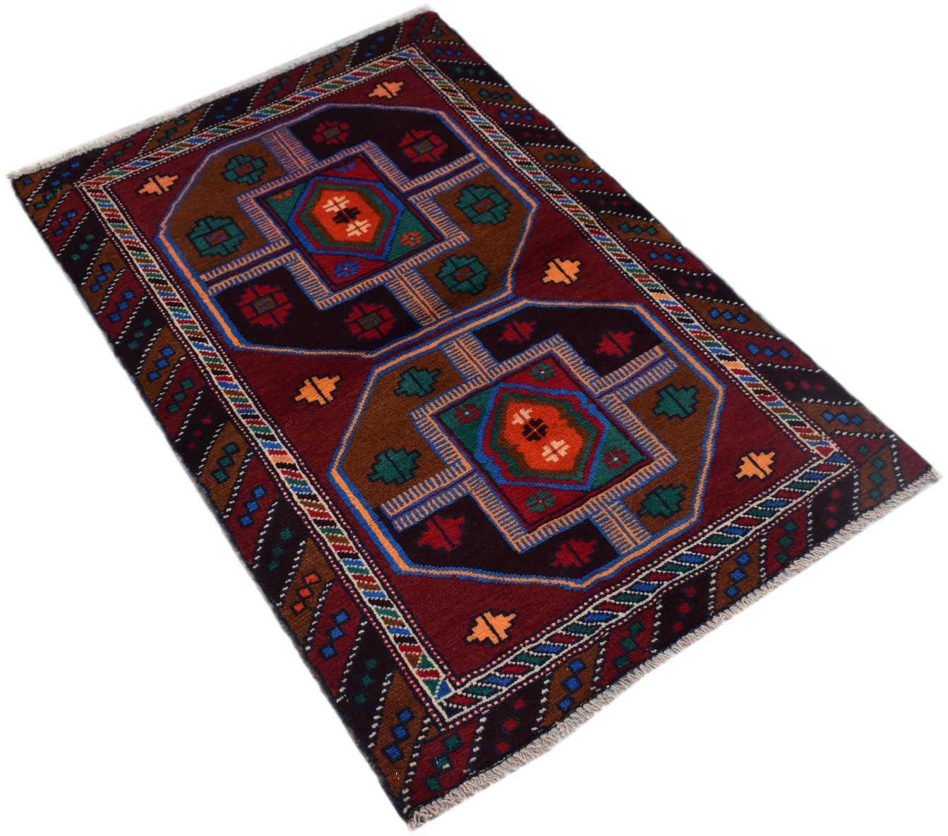 Handmade Tribal Afghan Balouch Rug | 124 x 83 cm | 4'2" x 2'9" - Najaf Rugs & Textile