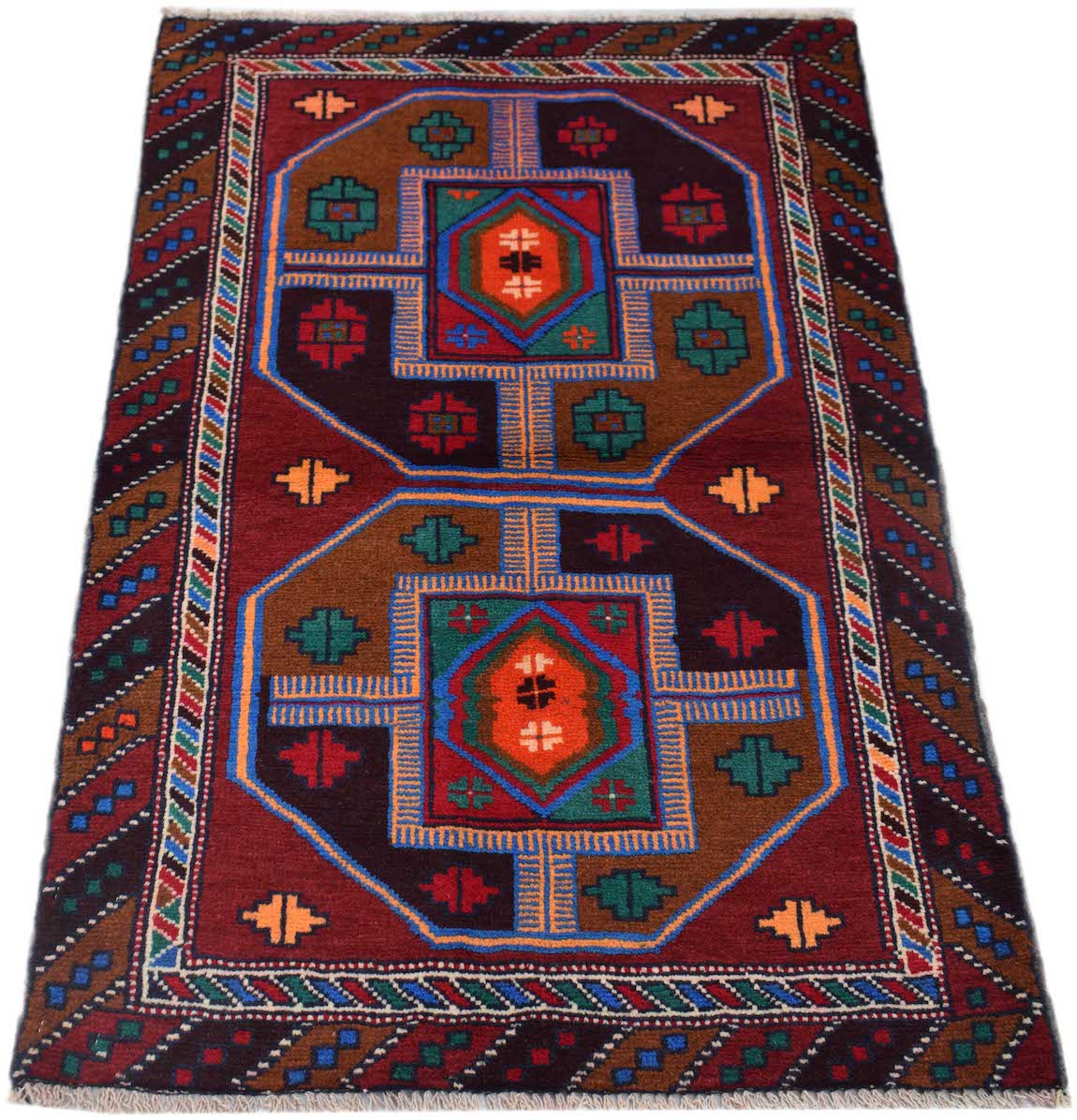 Handmade Tribal Afghan Balouch Rug | 124 x 83 cm | 4'2" x 2'9" - Najaf Rugs & Textile