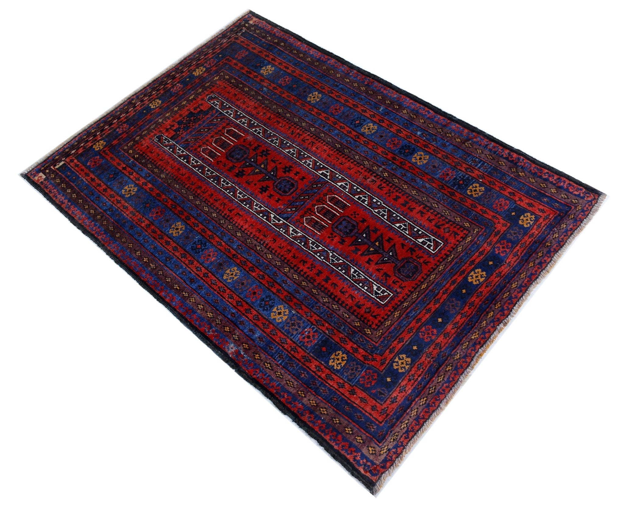 Handmade Tribal Afghan Balouch Rug | 125 x 93 cm | 4'1" x 3'1" - Najaf Rugs & Textile