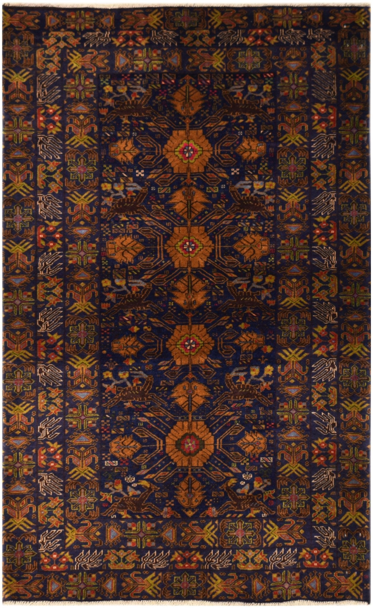 Handmade Tribal Afghan Balouch Rug | 191 x 113 cm | 6'3" x 3'9" - Najaf Rugs & Textile