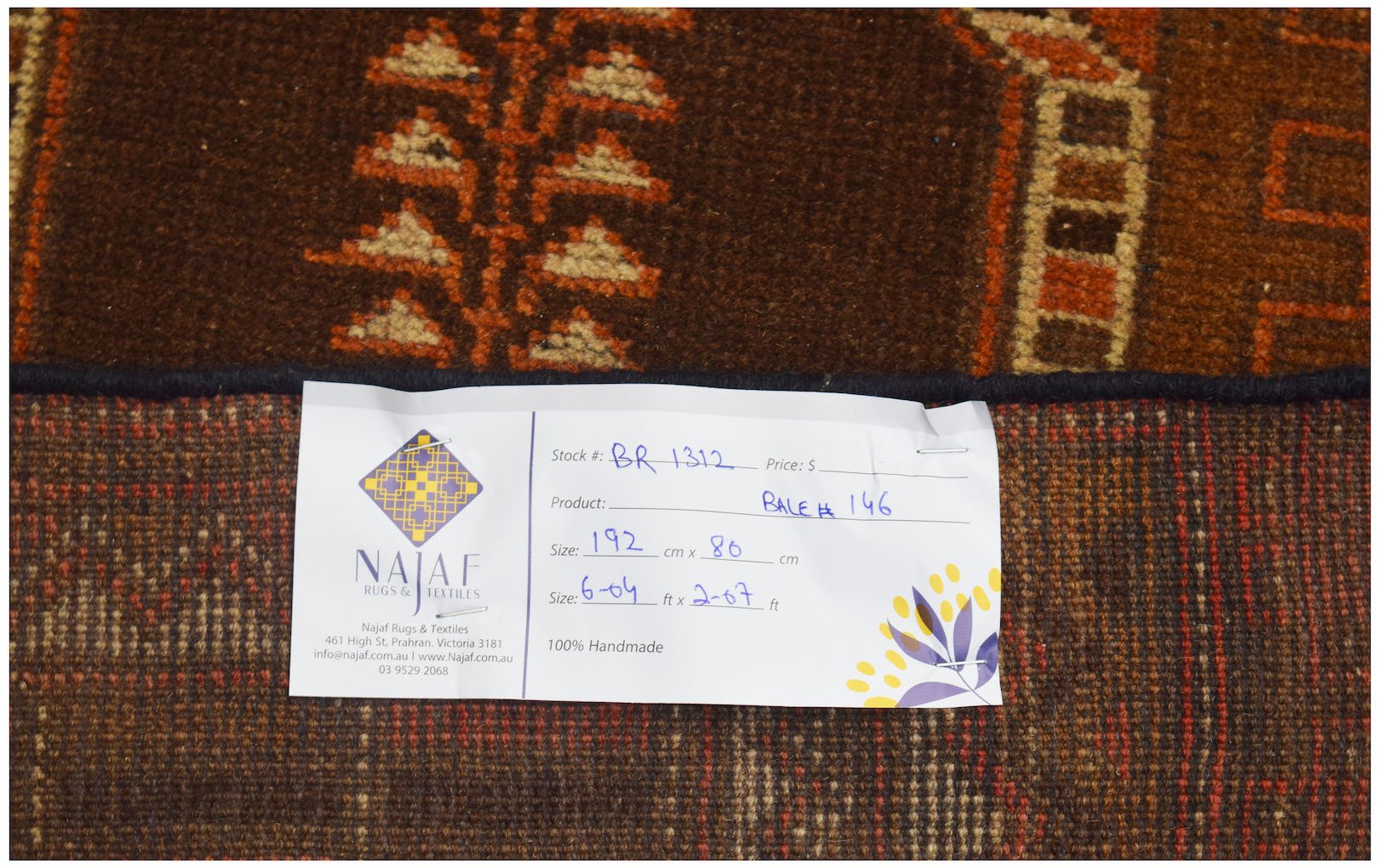 Handmade Tribal Afghan Balouch Rug | 192 x 80 cm | 6'4" x 2'7" - Najaf Rugs & Textile