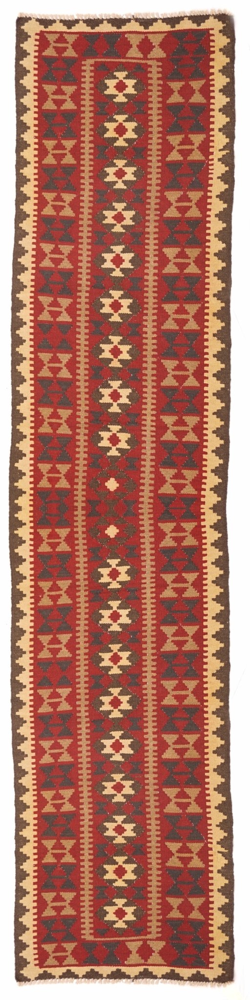 Handmade Tribal Afghan Maimana Kilim Hallway Runner | 380 x 82 cm - Najaf Rugs & Textile