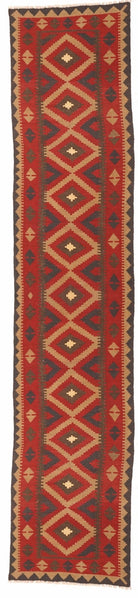 Handmade Tribal Afghan Maimana Kilim Hallway Runner | 384 x 83 cm - Najaf Rugs & Textile