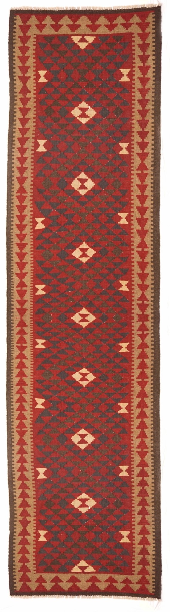 Handmade Tribal Afghan Maimana Kilim Hallway Runner | 388 x 87 cm - Najaf Rugs & Textile