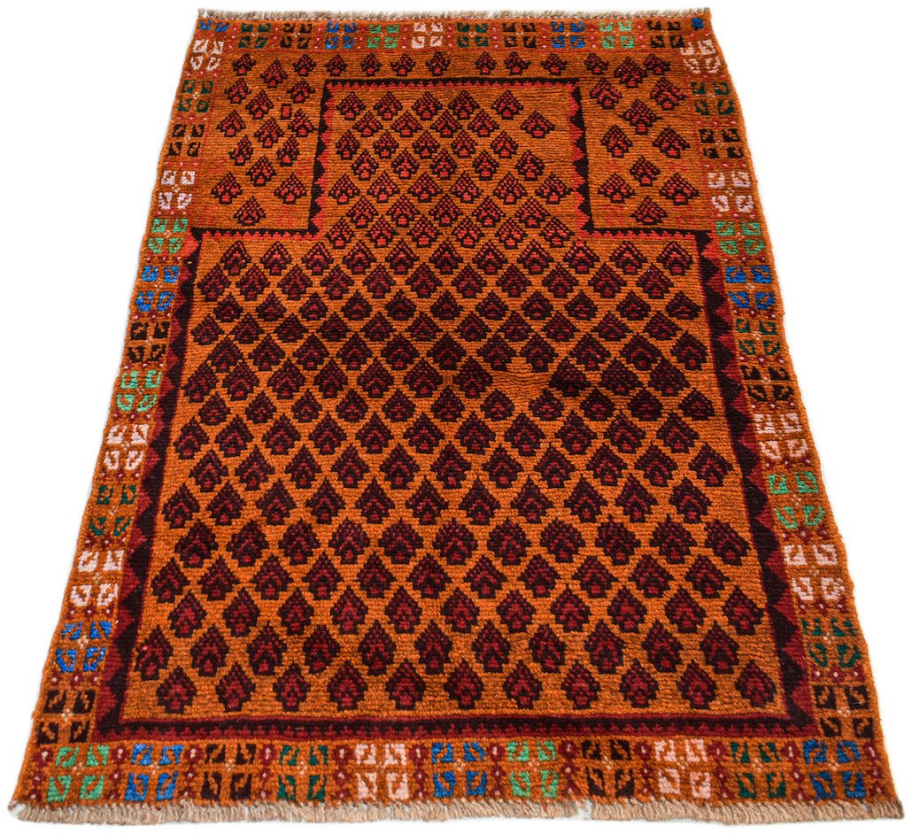 Handmade Tribal Afghan Prayer Rug | 130 x 88 cm | 4'3" x 2'11" - Najaf Rugs & Textile