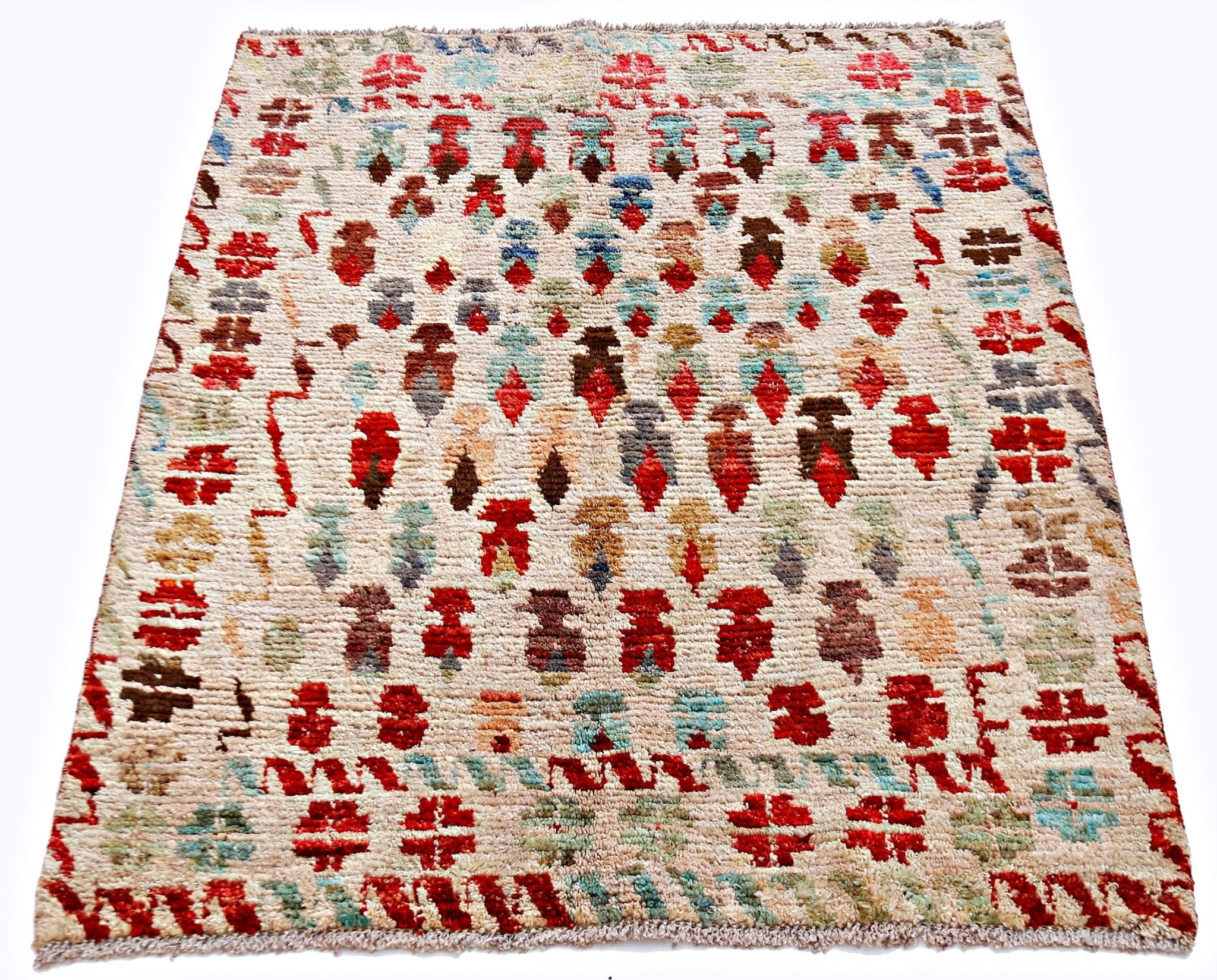 Handmade Tribal Afghan Rug | 110 x 96 cm | 3'8" x 3'2" - Najaf Rugs & Textile